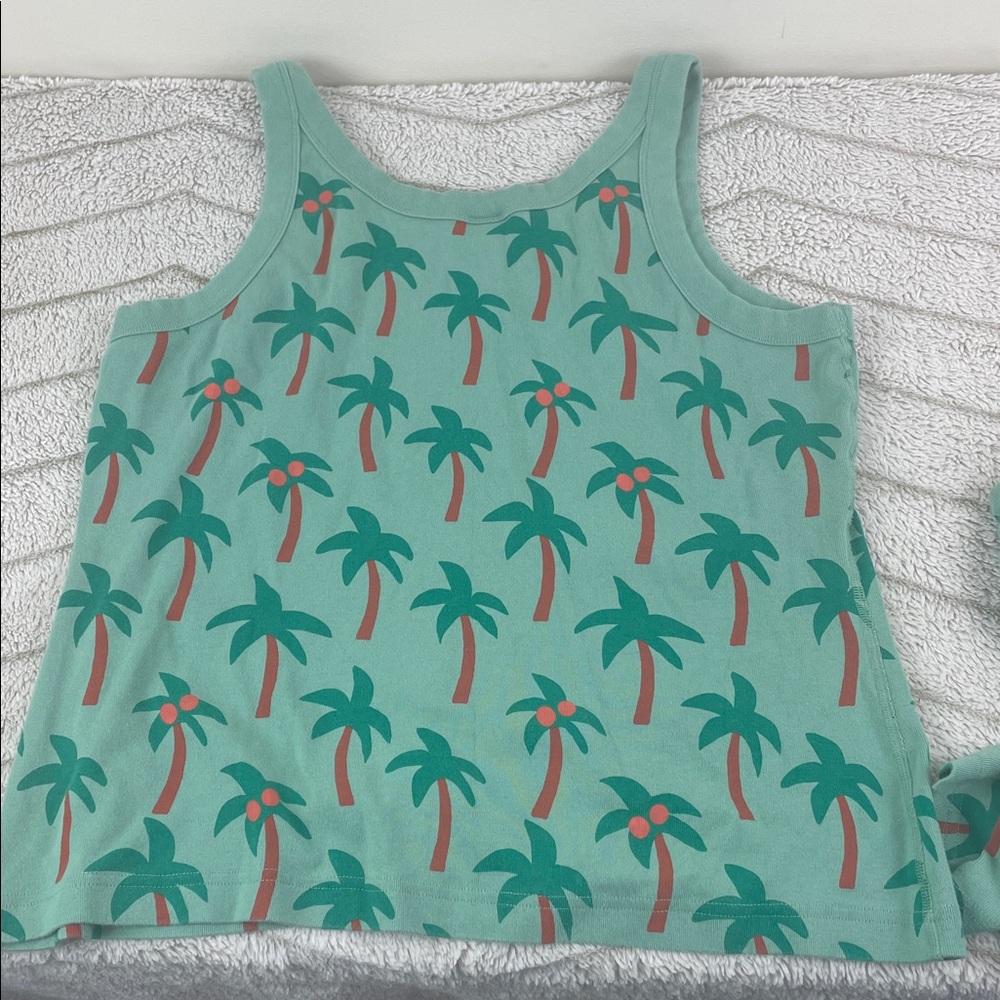 Hanna Andersson Palm Tree Pajama Shorts & Matching Tank Top - Picture 2 of 8